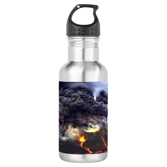 Botella De Agua Erupción del volcán en la montaña (Anverso)
