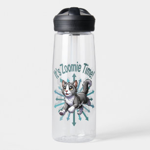 Botella De Agua Es el gato Zoomie Time Gray Bicolor
