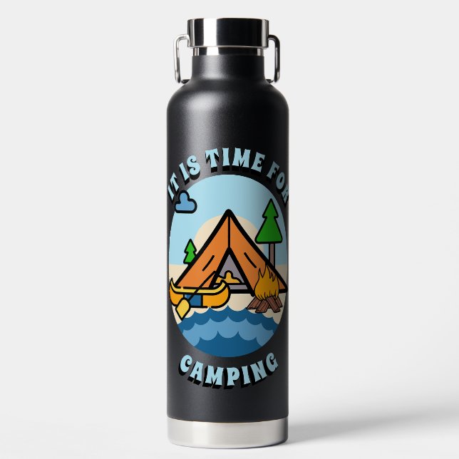 Botella De Agua Es hora de acampada personalizado (Delantero)