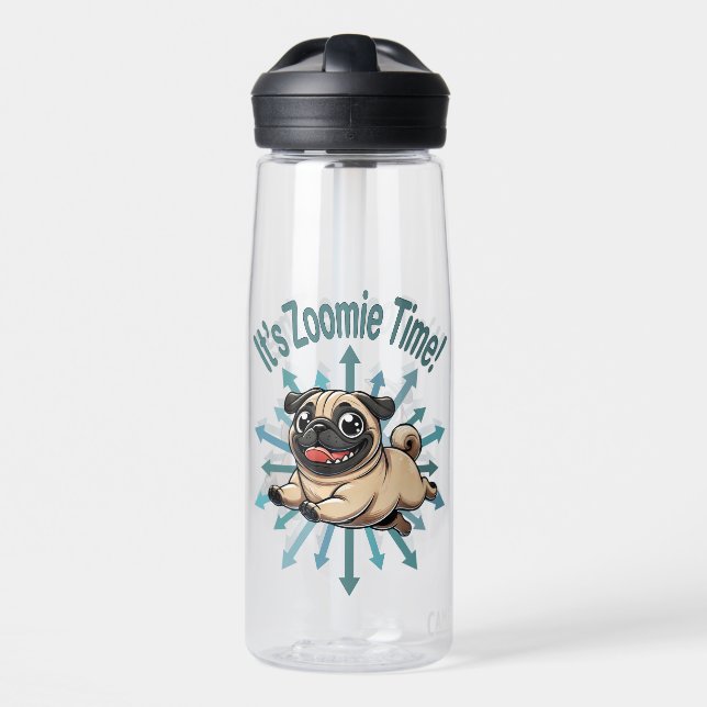 Botella De Agua Es tiempo de Zoomie Pug (Delante)