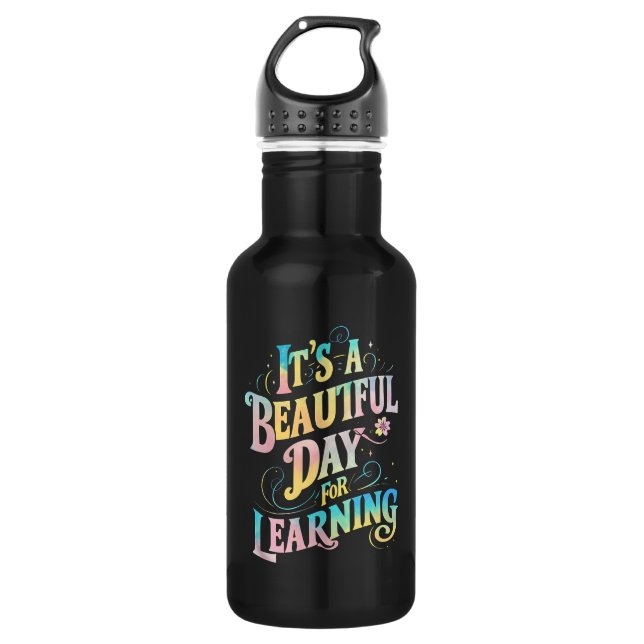 Botella De Agua Es un hermoso día para aprender de vuelta a clases (Anverso)