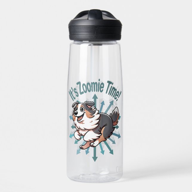 Botella De Agua Es Zoomie Time el Pastor Australiano (Delante)