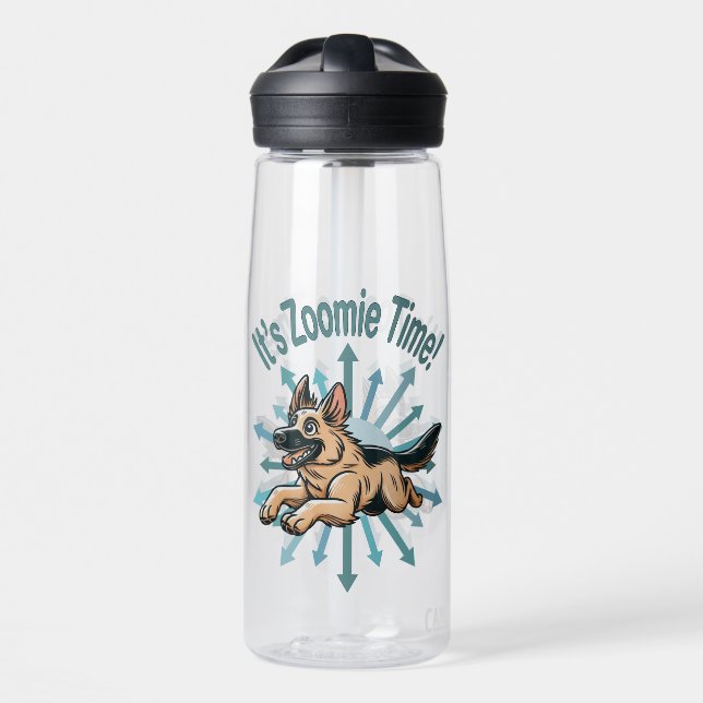 Botella De Agua Es Zoomie Time German Shepherd (Delante)