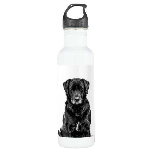 Botella De Agua Esbozo de Mascota de porras de perro negro (Anverso)