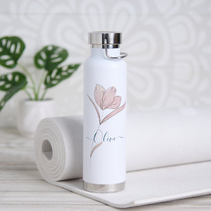 Botella De Agua Esbozo floral acuarela personalizada