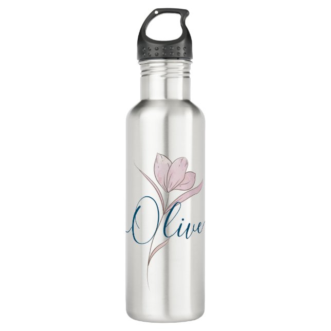Botella De Agua Esbozo floral acuarela personalizada (Anverso)