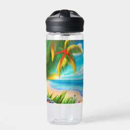 Botella De Agua Escenario Tropical Beach Palm Tree