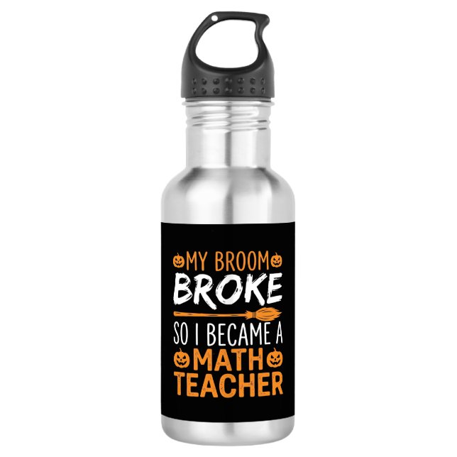 Botella De Agua Escoba de Halloween de profesor de matemáticas div (Anverso)