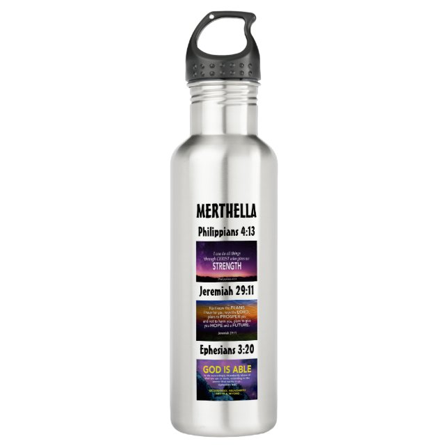 Botella De Agua Escritura cristiana Inspiradora personalizada (Anverso)