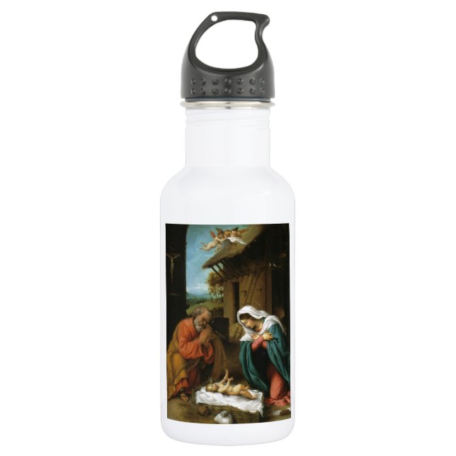 Botella De Agua Escritura del cristianismo de Jesús del bebé de (Anverso)