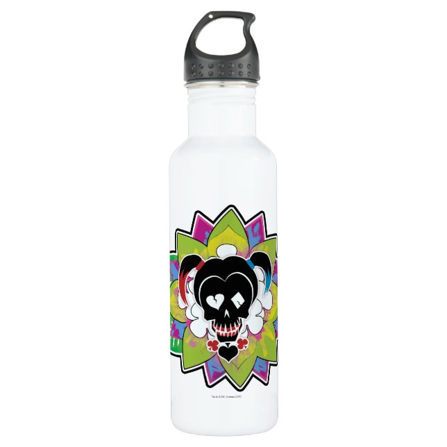Botella De Agua Escuadrón suicida | Harley Quinn Skull Tattoo Art (Anverso)