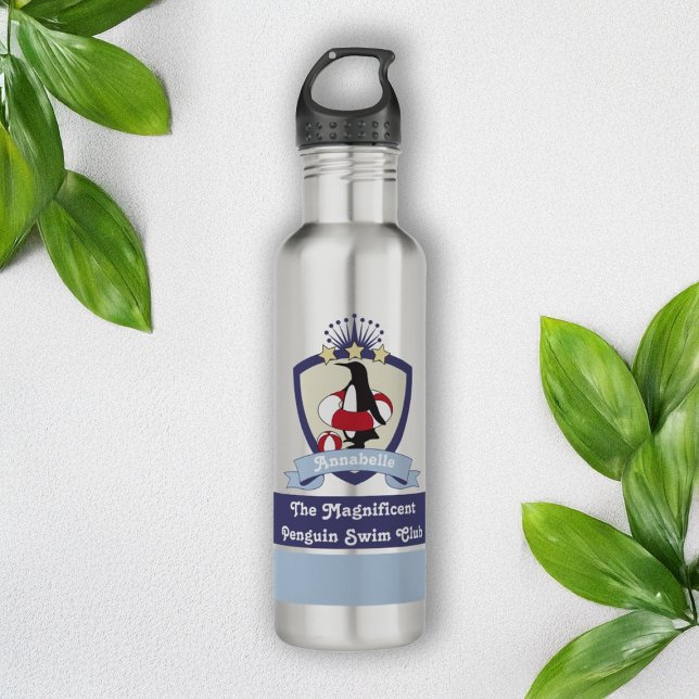 Botella De Agua Escudo Cute Penguin Kids de Natación Personalizada (Subido por el creador)