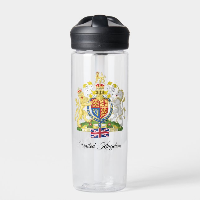 Botella De Agua Escudo de armas británico, Bandera, Reino Unido (Delante)