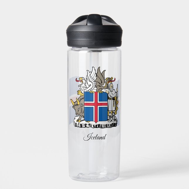 Botella De Agua Escudo de armas de Islandia, Bandera, Islandia (Delante)