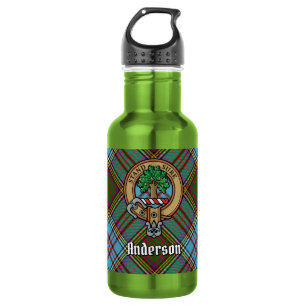 Botella De Agua Escudo de armas del Clan Anderson sobre tartán