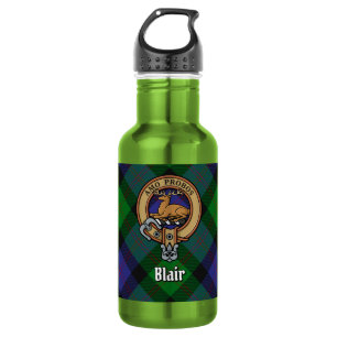 Botella De Agua Escudo de armas del Clan Blair sobre tartán