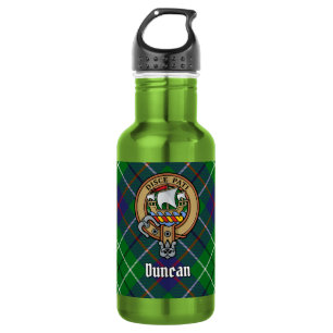 Botella De Agua Escudo de armas del Clan Duncan sobre tartán