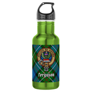 Botella De Agua Escudo de armas del Clan Ferguson sobre tartán