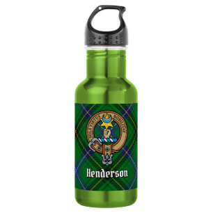 Botella De Agua Escudo de armas del Clan Henderson sobre tartán