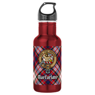 Botella De Agua Escudo de armas del Clan MacFarlane sobre Tartán d