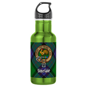 Botella De Agua Escudo de armas del Clan Sinclair sobre Tartán de