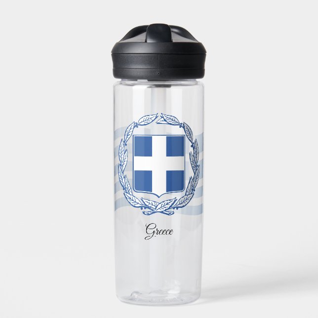Botella De Agua Escudo de armas griego, bandera, Grecia (Delante)
