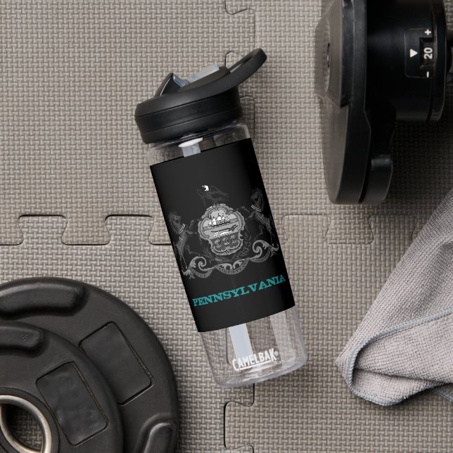 Botella De Agua Escudo de armas Pennsylvania Fitness & Pennsylvani (Gimnasio)