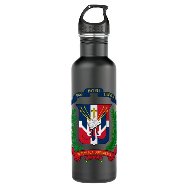 Botella De Agua Escudo de armas República Dominicana Bandera Domin (Anverso)