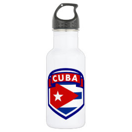 Botella De Agua Escudo de banderas cubanas