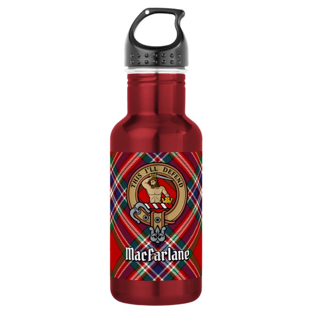Botella De Agua Escudo de Clan MacFarlane sobre Tartán (Anverso)