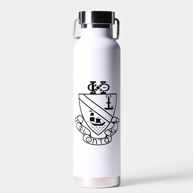 Botella De Agua Escudo de Phi Chi Theta | B&W (Delantero)