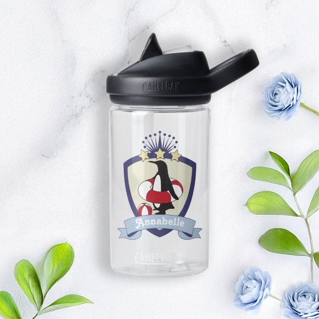 Botella De Agua Escudo del club de natación Cute Penguin (Subido por el creador)