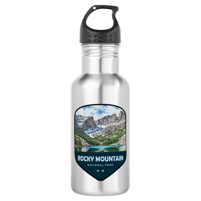 Botella De Agua Escudo del Parque Nacional Montañas Rocosas (Anverso)