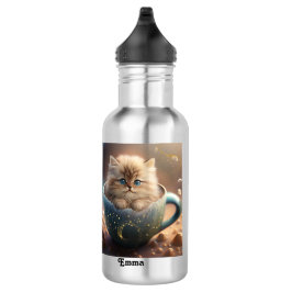 Botella De Agua Escuela Cute Kitten Sparkle Kids Personalizada