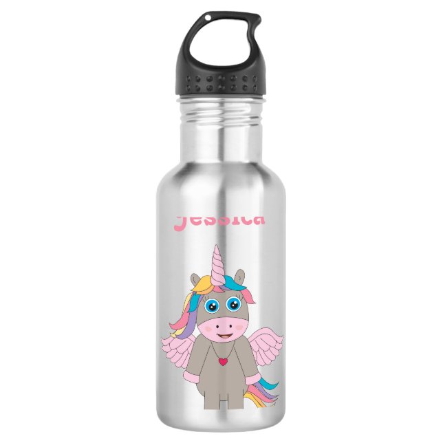 Botella De Agua Escuela de diseño de unicornio arco iris (Anverso)