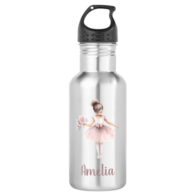 Botella De Agua Escuela de nombres personalizados Cute Ballerina (Anverso)