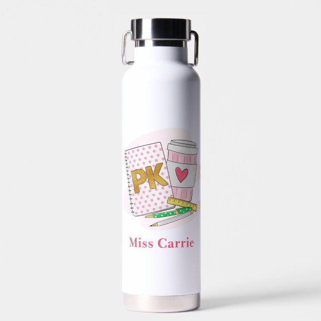 Botella De Agua Escuela de personalizado Pink Pre Kindergarten (Delantero)
