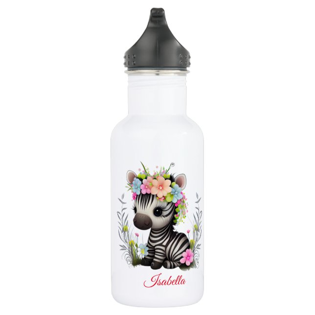 Botella De Agua Escuela Infantil Cute Floral Zebra Escuela Salvaje (Derecha)