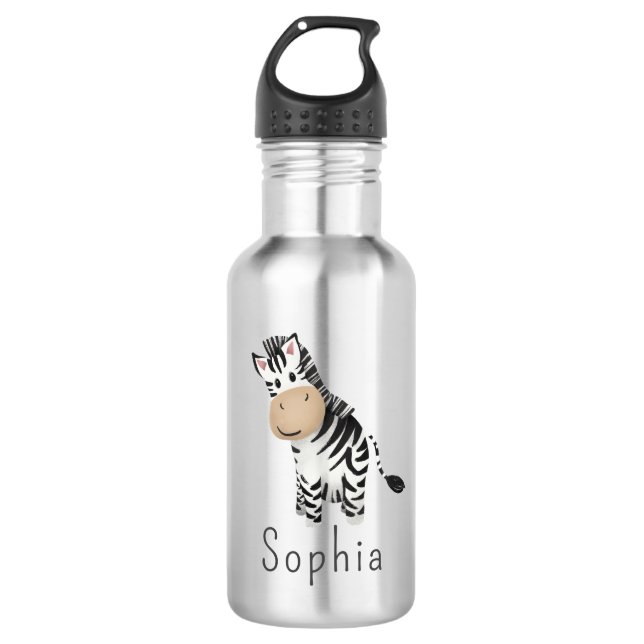 Botella De Agua Escuela Infantil Cute Safari Zebra (Anverso)