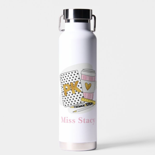 Botella De Agua Escuela personalizado de Préstamos Blancos (Delantero)