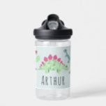 Botella De Agua Escuelas de dinosaurios T-Rex<br><div class="desc">Este diseño de botellas de agua para niños es bonito y moderno y cuenta con un personalizado de dinosaurios azules con un t-rex, triceratops y otros adorables diseños de selva. La botella se puede personalizar con el nombre de tu hijo. La perfecta incorporación de la temática de los dinosaurios a...</div>