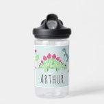 Botella De Agua Escuelas de dinosaurios T-Rex<br><div class="desc">Este diseño de botellas de agua para niños es bonito y moderno y cuenta con un personalizado de dinosaurios azules con un t-rex, triceratops y otros adorables diseños de selva. La botella se puede personalizar con el nombre de tu hijo. La perfecta incorporación de la temática de los dinosaurios a...</div>
