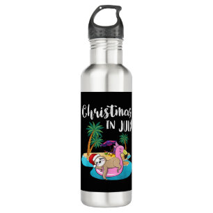 Botella De Agua Eslora Perezosa De Los Navidades De Flamingo Floth