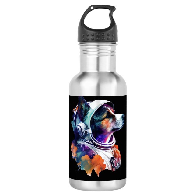Botella De Agua Espacio de perros astronautas Cute Perro Lover par (Anverso)