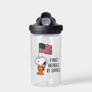 Botella De Agua ESPACIO   Snoopy Con Astronauta De Bandera