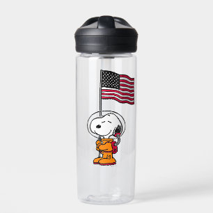 Botella De Agua ESPACIO   Snoopy Con Astronauta De Bandera