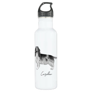 Botella De Agua Español Cocker En Blanco Y Negro Y Personalizado