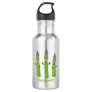 Botella De Agua Espárragos cortos cantando trío de verduras person