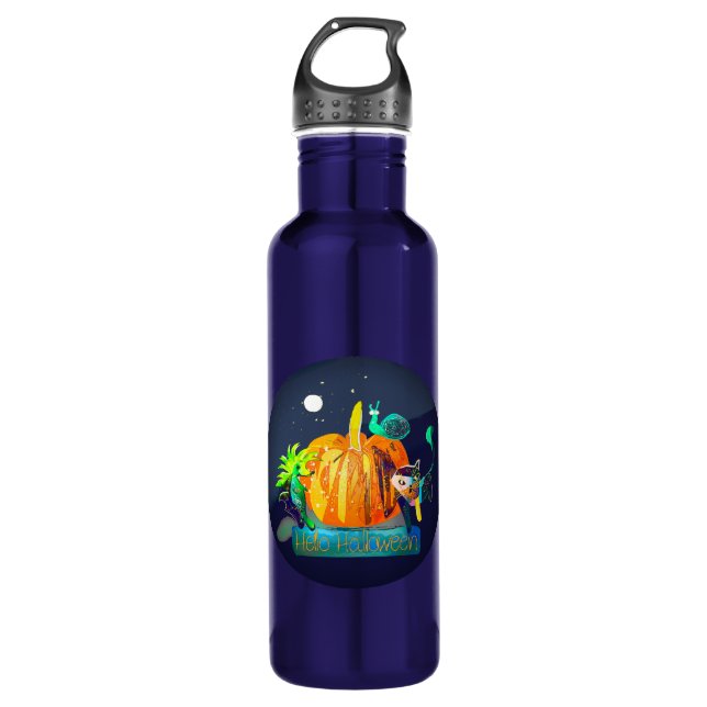 Botella De Agua Espíritu de calabaza magia Diversión Halloween Ani (Anverso)