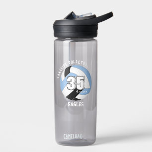 Botella De Agua espíritu del equipo de voleibol negro azul